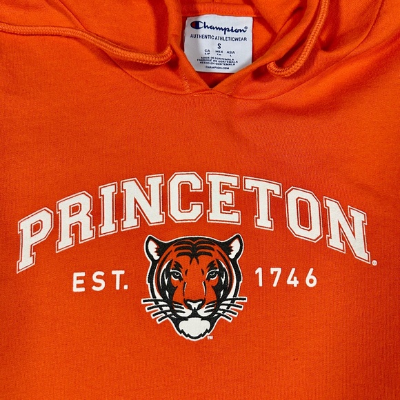 Princeton University Sweatshirt with Hood with Tiger Size Small Orange New - Picture 4 of 5